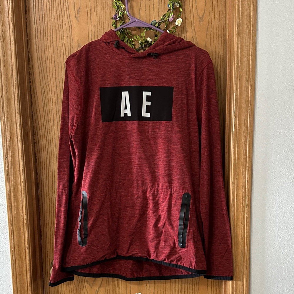 American Eagle Outfitters Red Hoodie with Black Accents